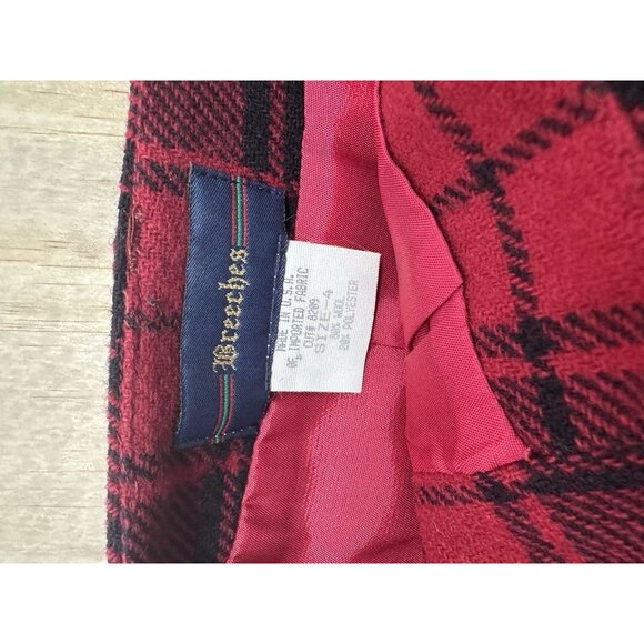 Breeches Plaid Wrap Skirt 100% Wool Fringe Trim Midi Vintage Made In USA Red 4 - Picture 5 of 10